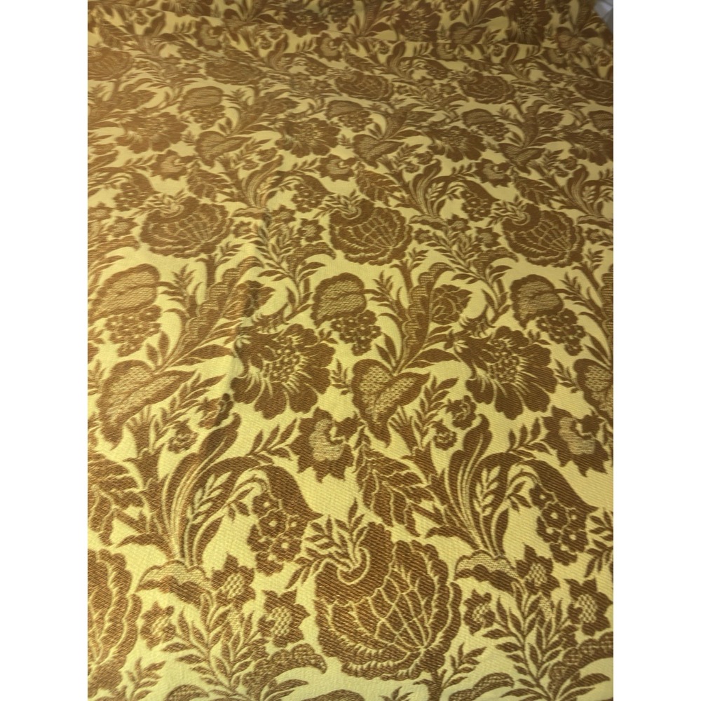 Bates Bedspread Damask Floral Gold Matelasse Double Jacquard Fringe Cottage